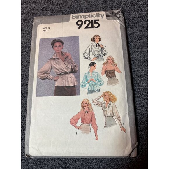 Simplicity 9215 Vintage 1979 Misses Blouse Sewing Pattern Size 10 Multiple Style - Picture 1 of 5